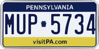 PA license plate MUP5734