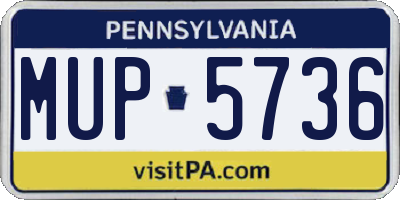 PA license plate MUP5736