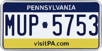 PA license plate MUP5753