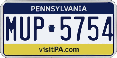PA license plate MUP5754