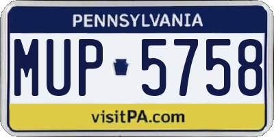 PA license plate MUP5758