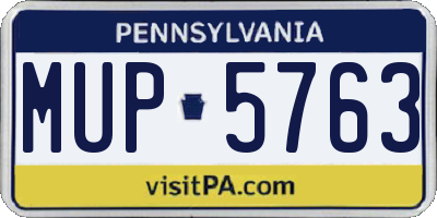 PA license plate MUP5763