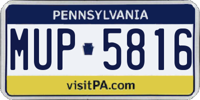 PA license plate MUP5816