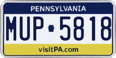 PA license plate MUP5818