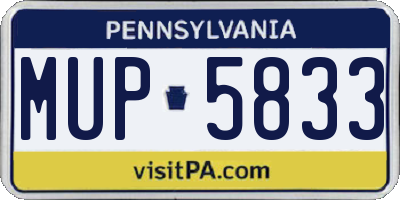 PA license plate MUP5833