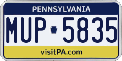 PA license plate MUP5835