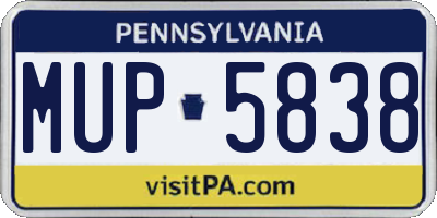 PA license plate MUP5838