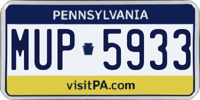 PA license plate MUP5933