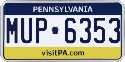 PA license plate MUP6353