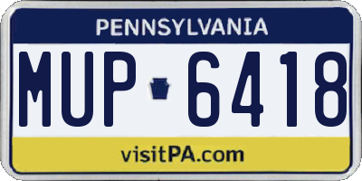PA license plate MUP6418