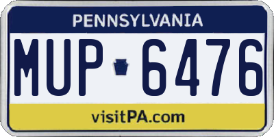 PA license plate MUP6476