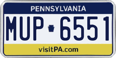 PA license plate MUP6551