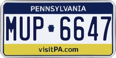 PA license plate MUP6647