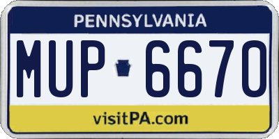 PA license plate MUP6670