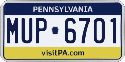 PA license plate MUP6701