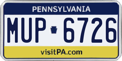 PA license plate MUP6726