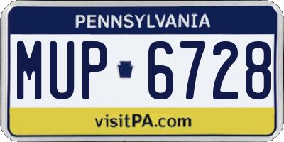 PA license plate MUP6728