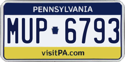 PA license plate MUP6793