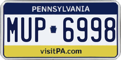 PA license plate MUP6998
