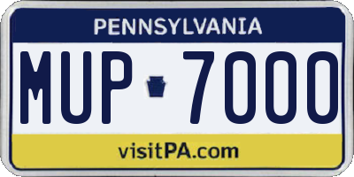 PA license plate MUP7000