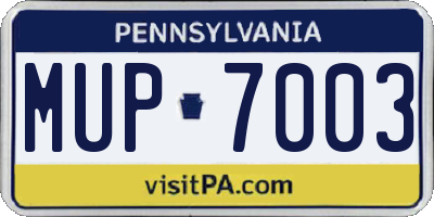 PA license plate MUP7003