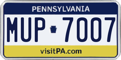 PA license plate MUP7007