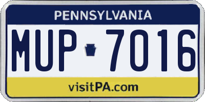 PA license plate MUP7016
