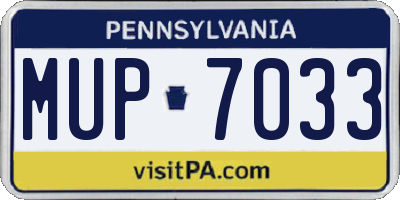 PA license plate MUP7033