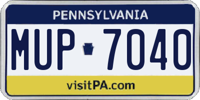 PA license plate MUP7040