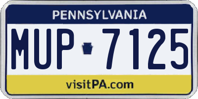 PA license plate MUP7125