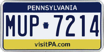 PA license plate MUP7214