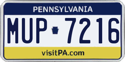 PA license plate MUP7216