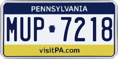 PA license plate MUP7218