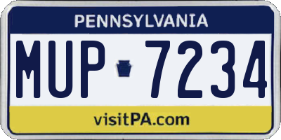 PA license plate MUP7234