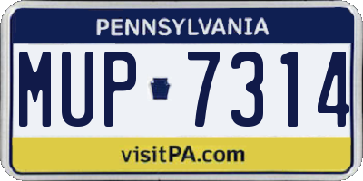 PA license plate MUP7314
