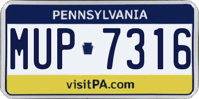 PA license plate MUP7316