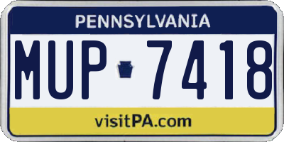 PA license plate MUP7418