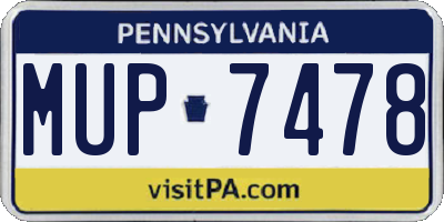 PA license plate MUP7478