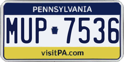 PA license plate MUP7536
