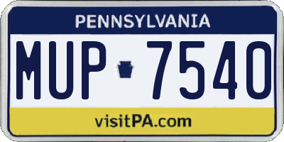 PA license plate MUP7540