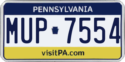 PA license plate MUP7554