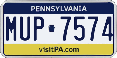 PA license plate MUP7574