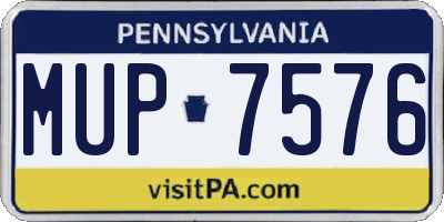 PA license plate MUP7576
