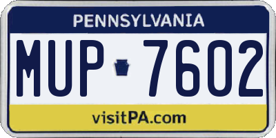 PA license plate MUP7602
