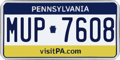 PA license plate MUP7608