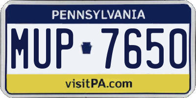 PA license plate MUP7650