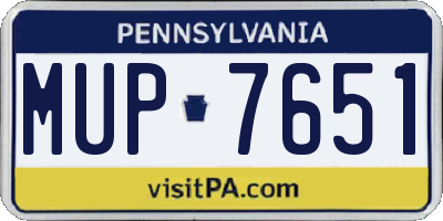 PA license plate MUP7651