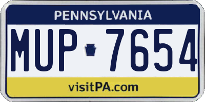 PA license plate MUP7654