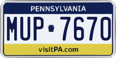 PA license plate MUP7670