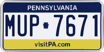 PA license plate MUP7671